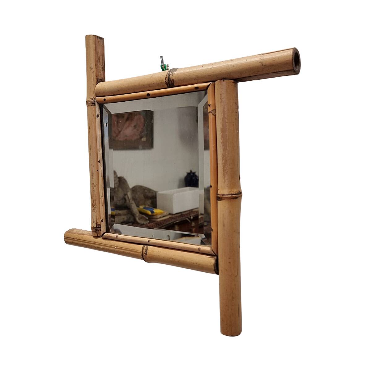 Antique French Bamboo Mirror, late 1800s