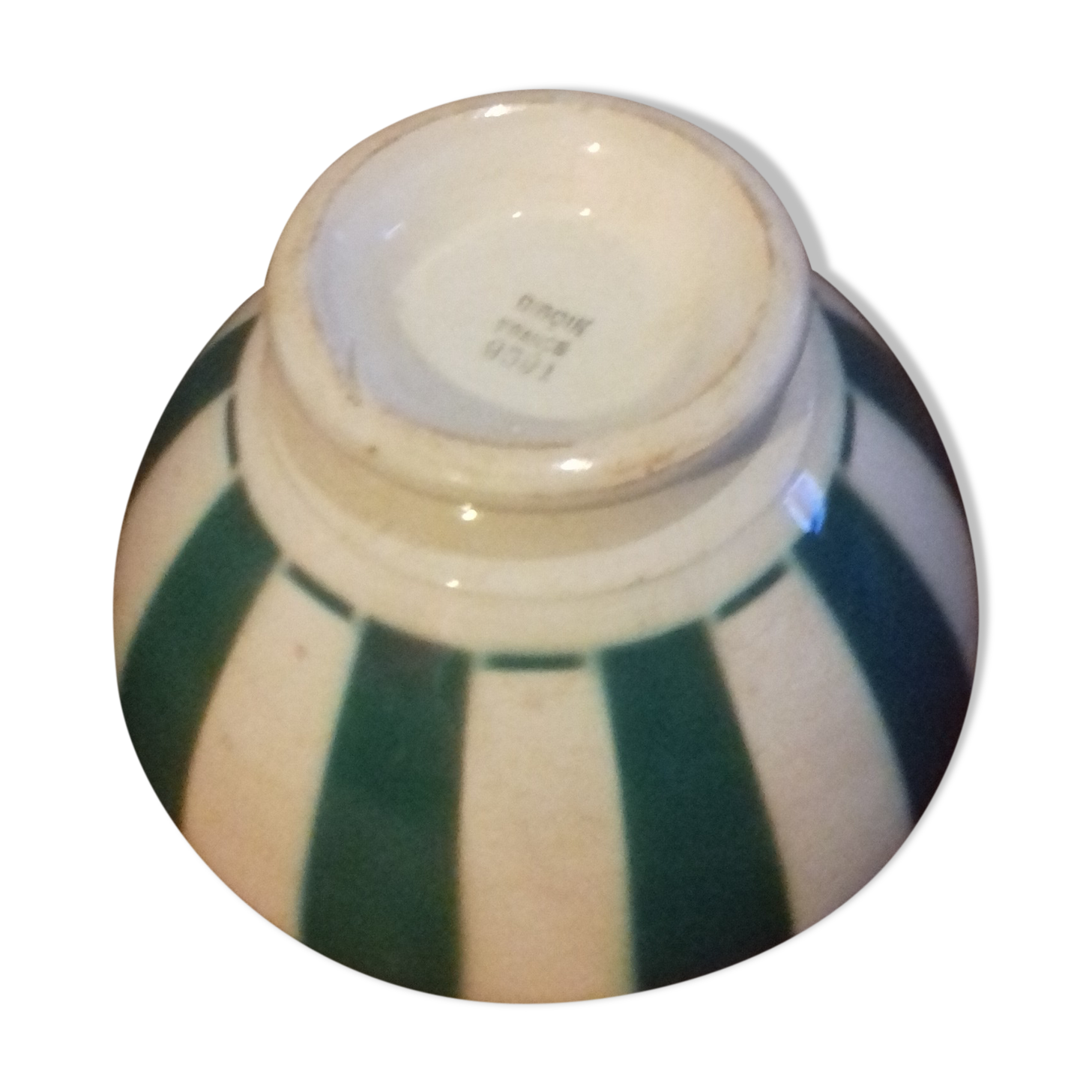 Old green and white digoin brand bowl