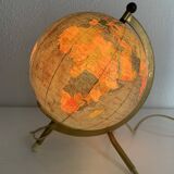 Vintage 1967 terrestrial globe Taride tripod gold glass world map - 22 cm