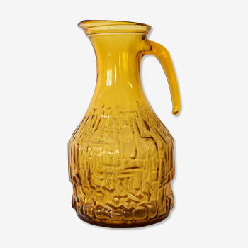 Pichet en verre jaune années 70