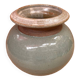 Antique vintage grey beige glazed stoneware ball vase