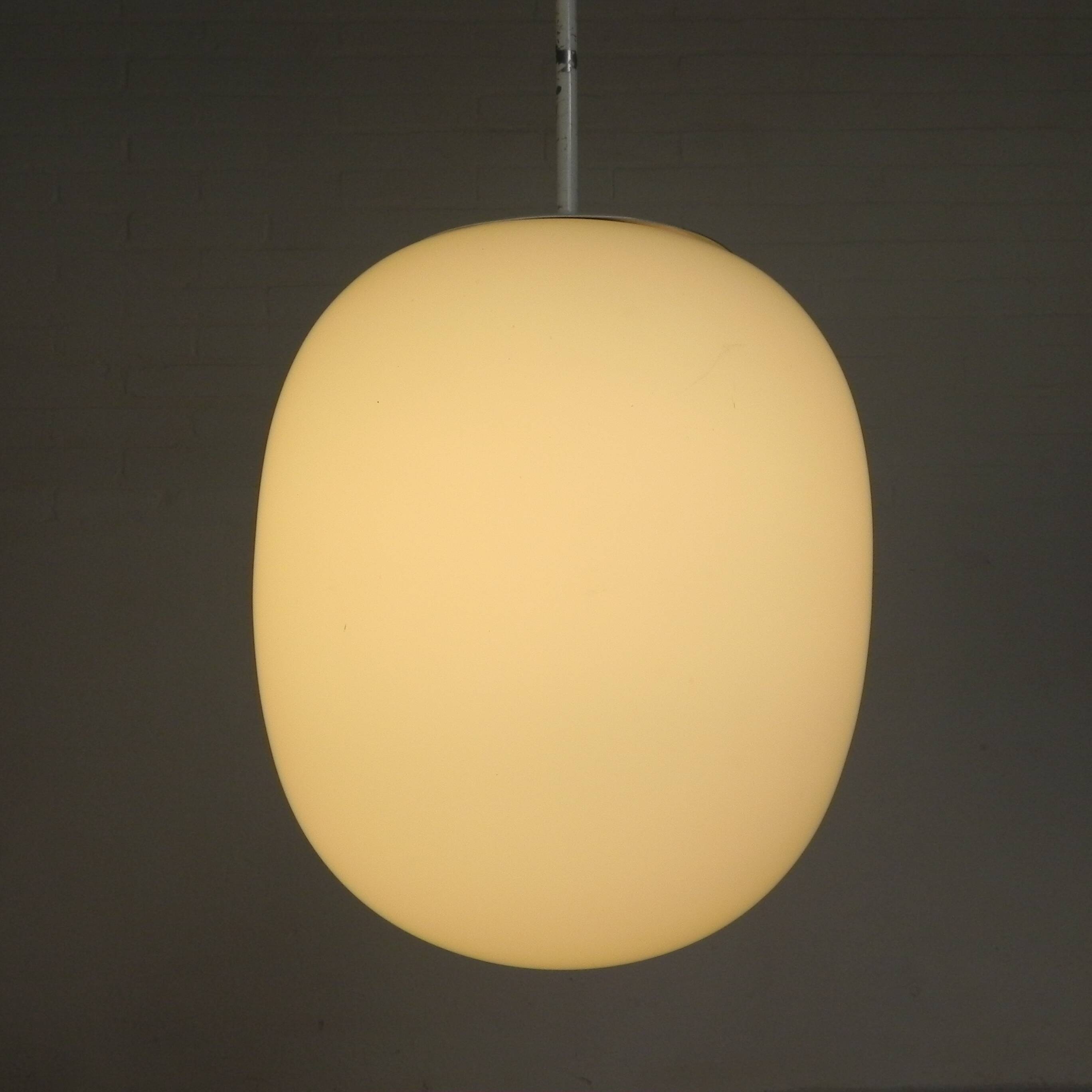 Vintage school lamp with frosted white glass shade, 1950s.