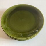 set of 6 flat plates 1960 in green faience