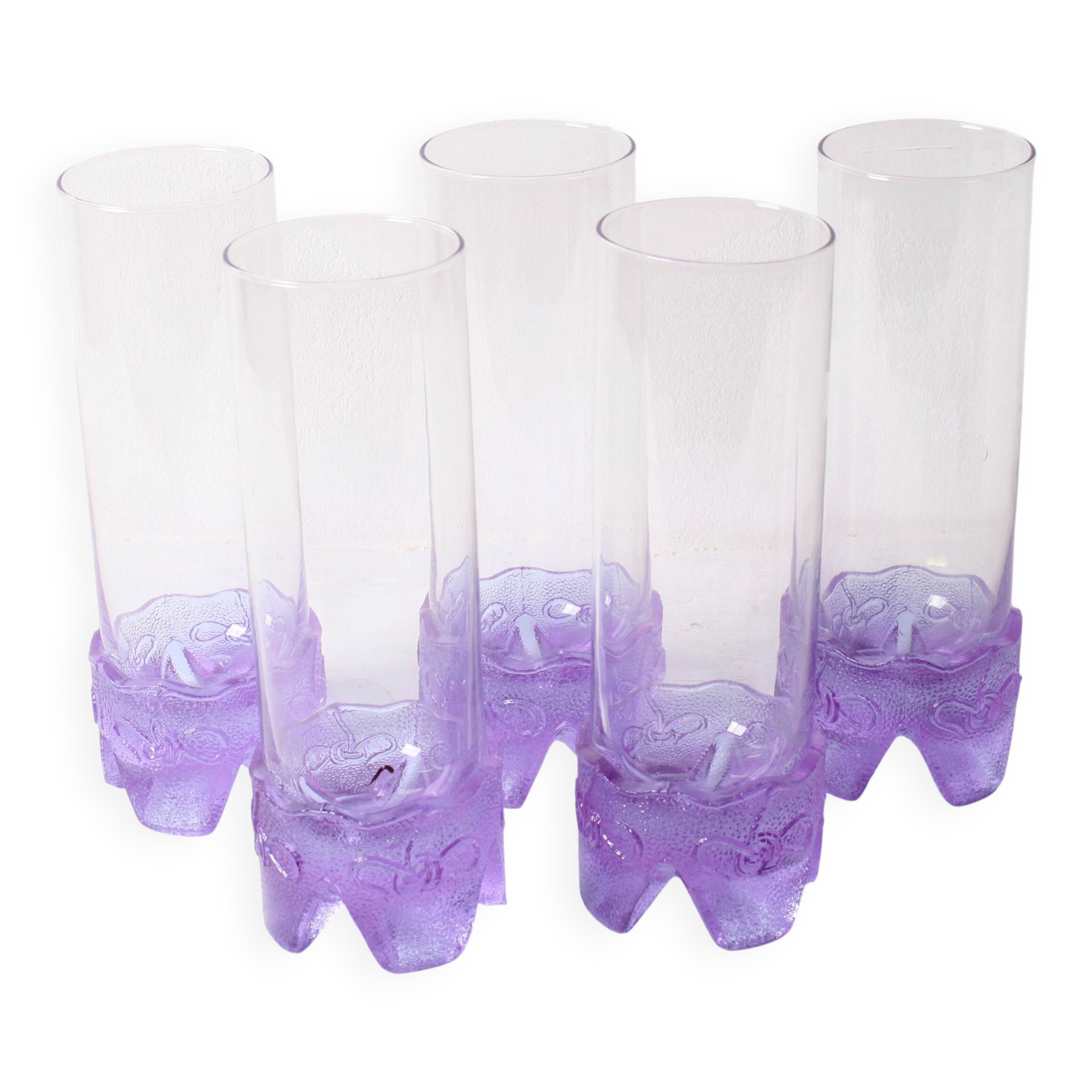 Set of 5 Vintage Lilac Tumblers / LACS Kristallglas / Italy / 1970s