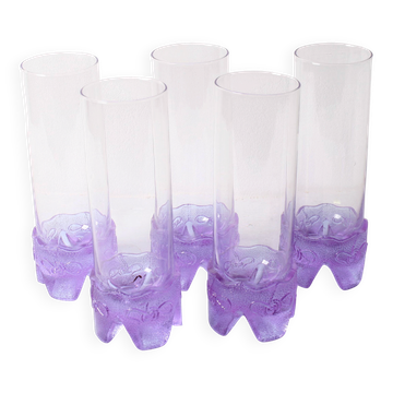 Set of 5 Vintage Lilac Tumblers / LACS Kristallglas / Italy / 1970s