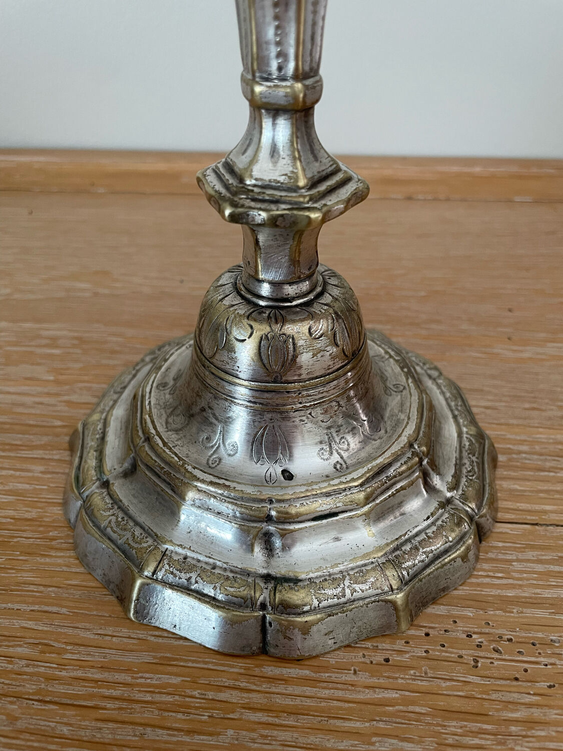 Louis XIV style silver metal candle holder