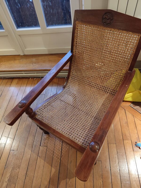 Fauteuil de planteur bois et cannage