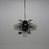 Chrome and glass chandelier, Czechoslovakia, 1960
