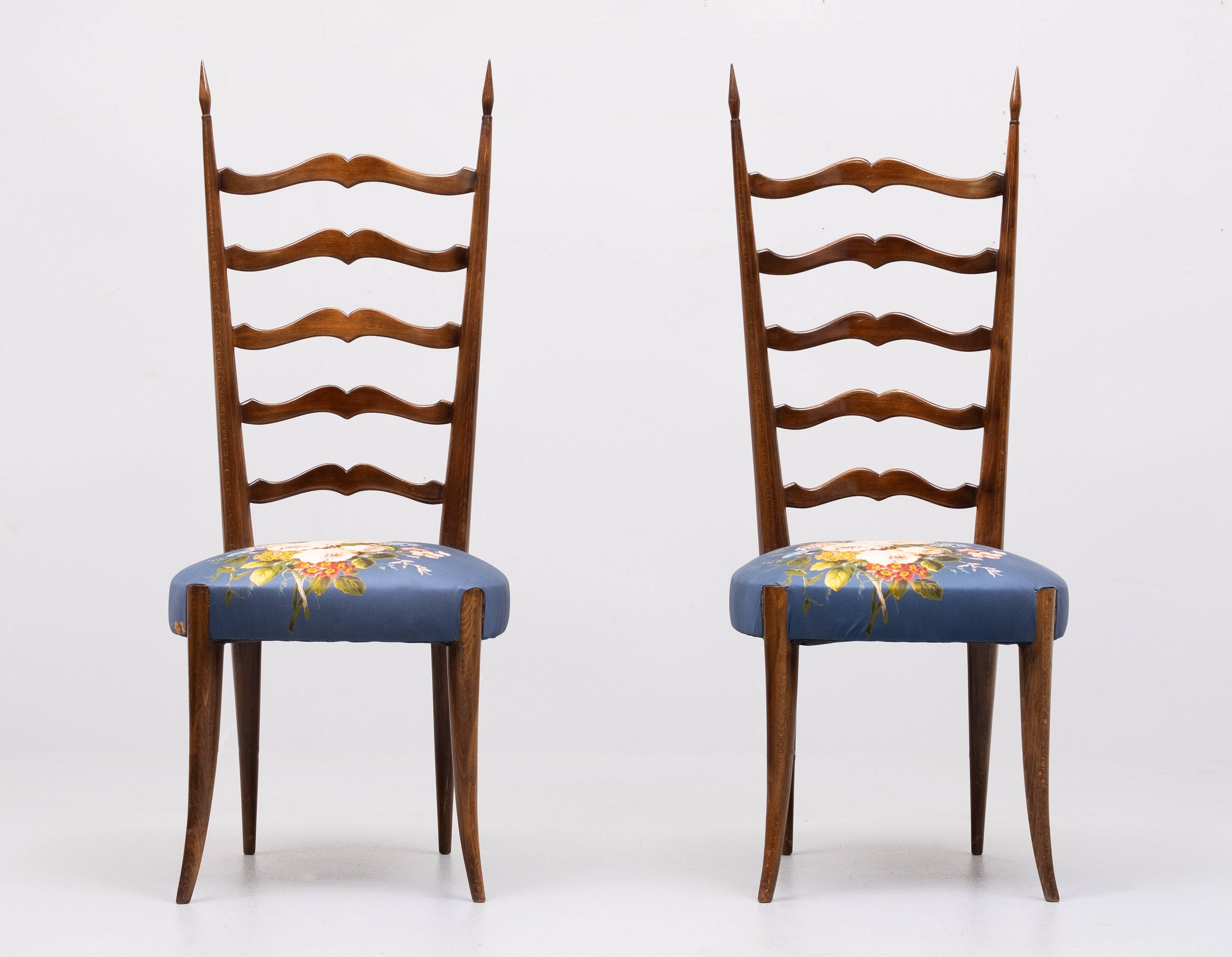 Set ladder back chairs paolo buffa 1950s italy