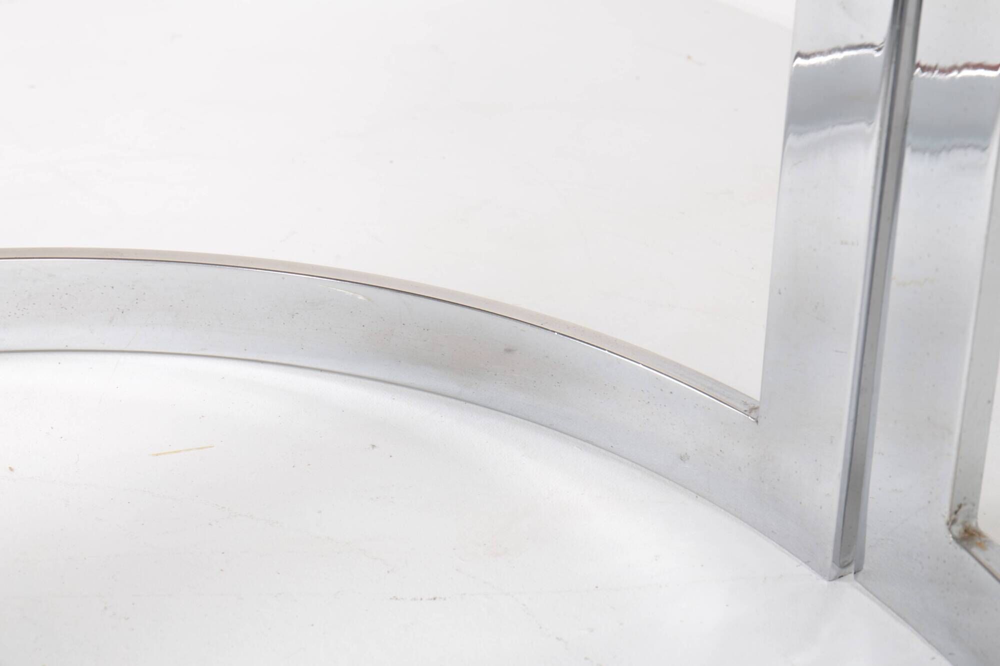 Vintage round table in chrome steel and smoked glass, 1970s