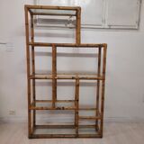 Bibliothèque étagère en bambou vintage