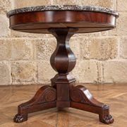 Round mahogany gueridon with a marble top – Empire Restoration period