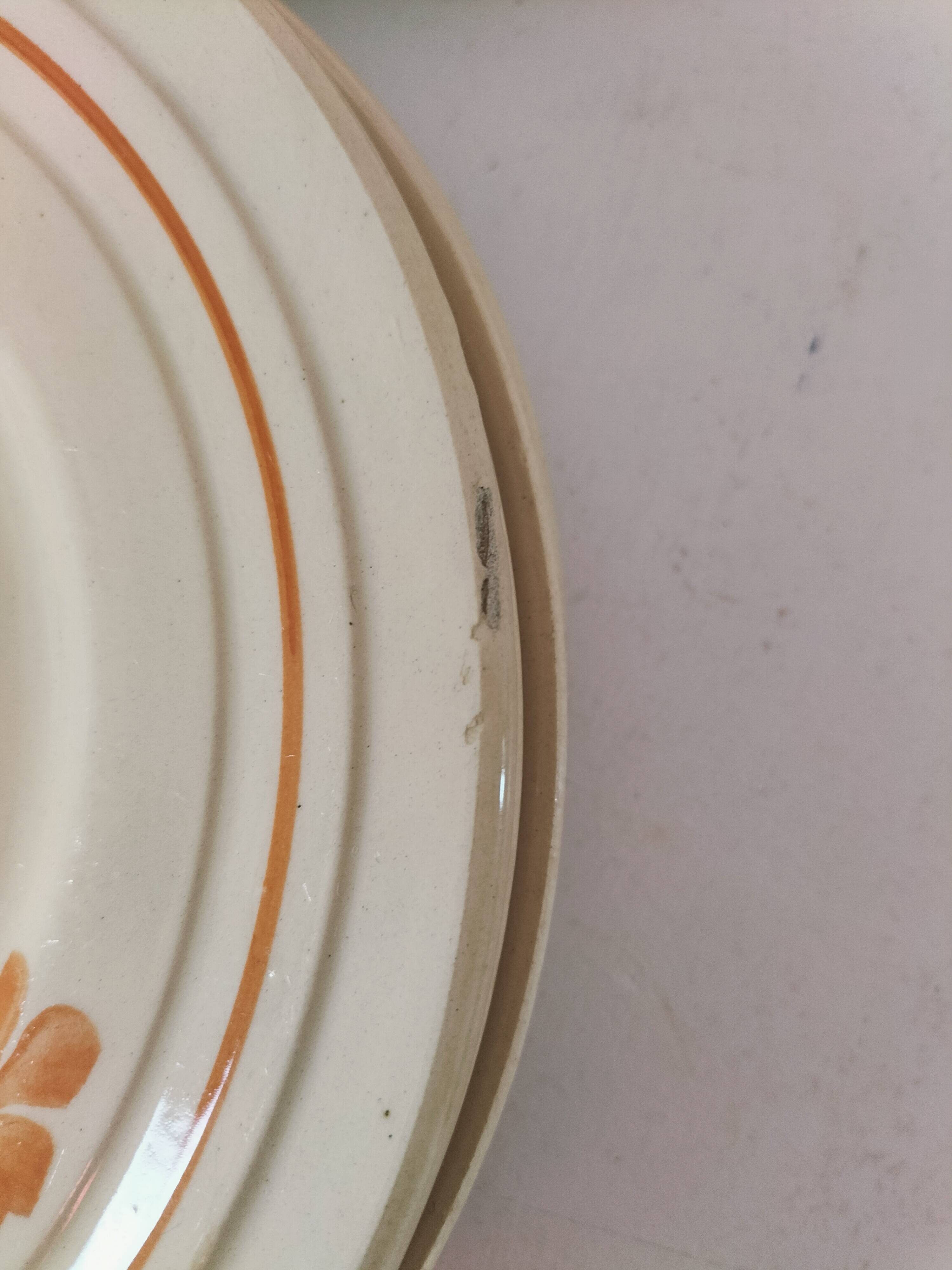 Set of 6 vintage orange and blue floral plates – 1950s