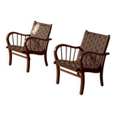 Paire de fauteuils en chêne et corde - Allemagne, années 1950
