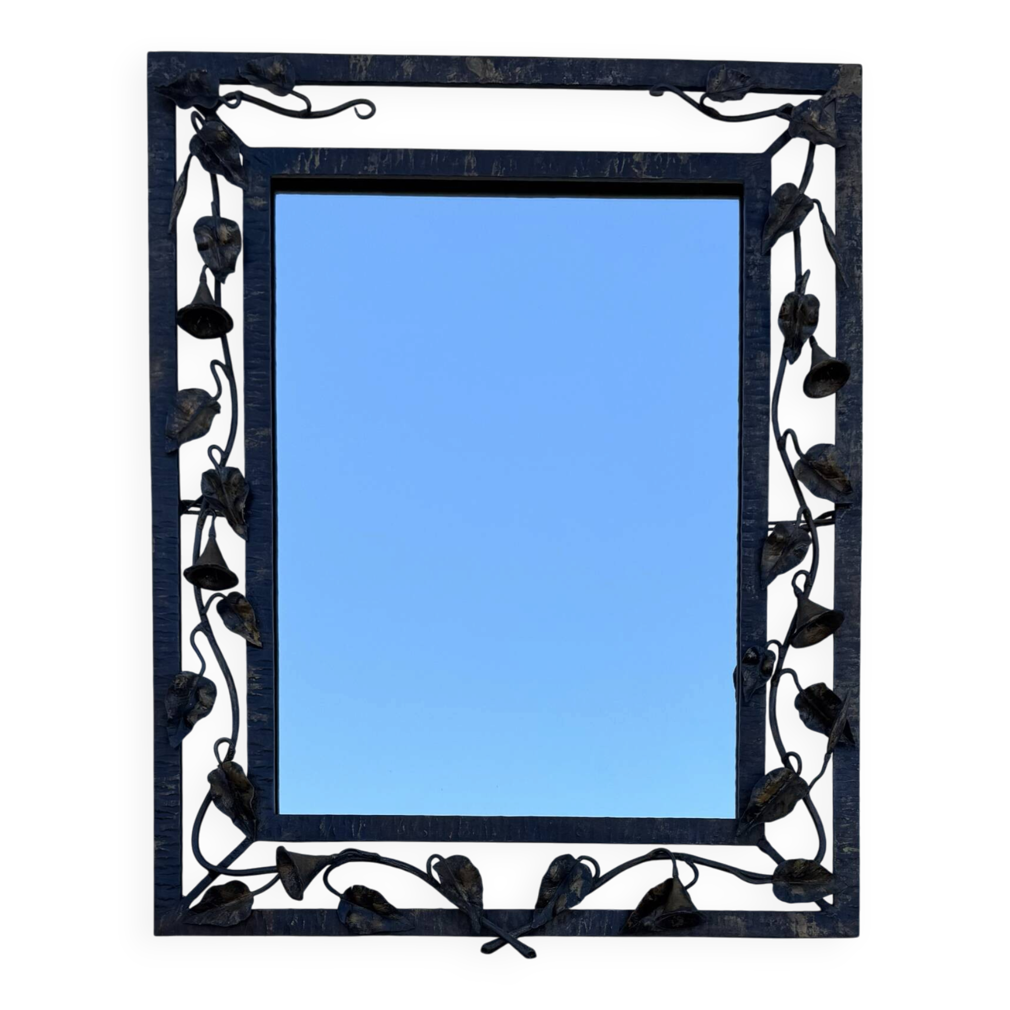 Wrought iron mirror with ivy Art Deco