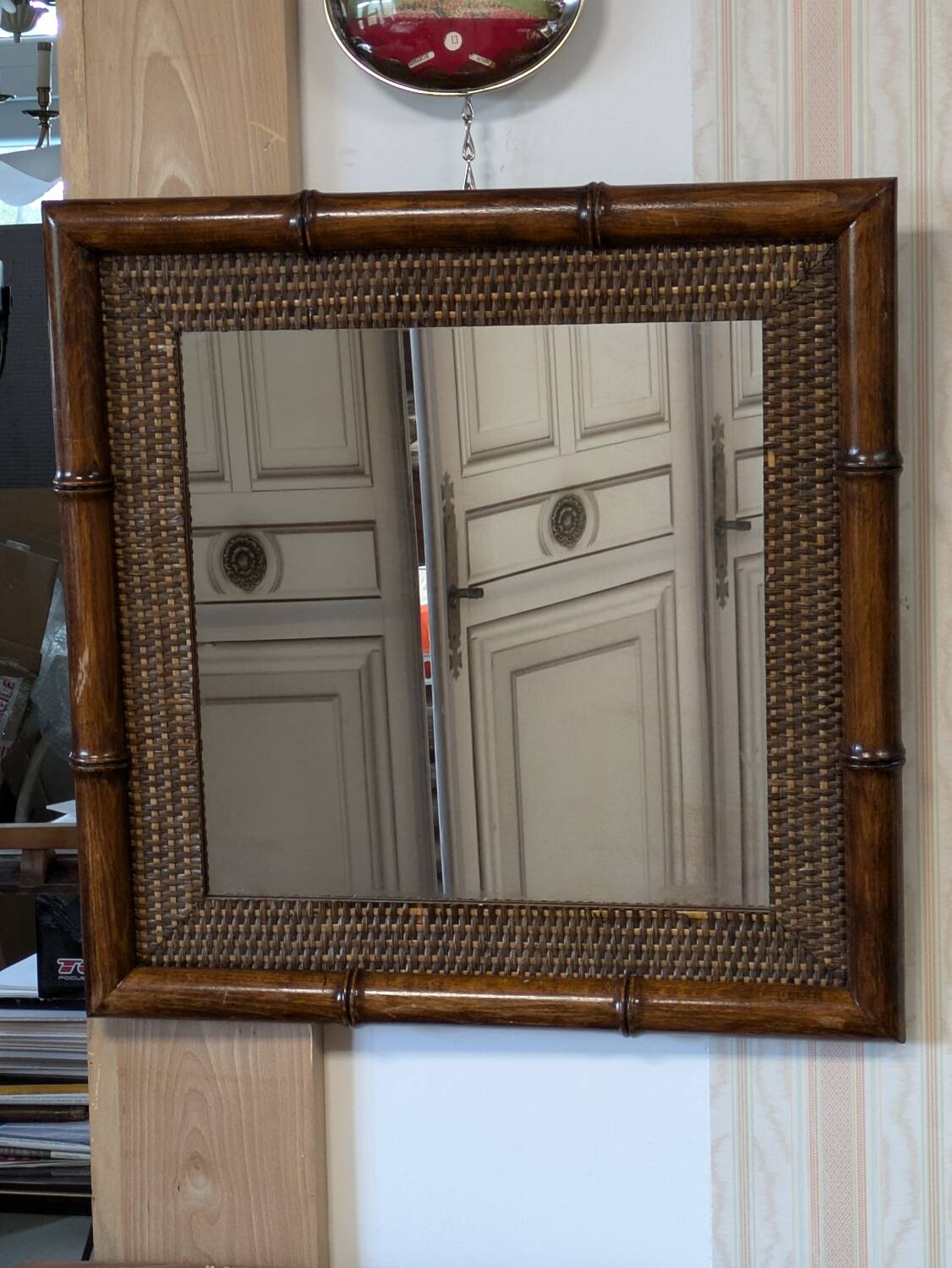 Bamboo rattan mirror