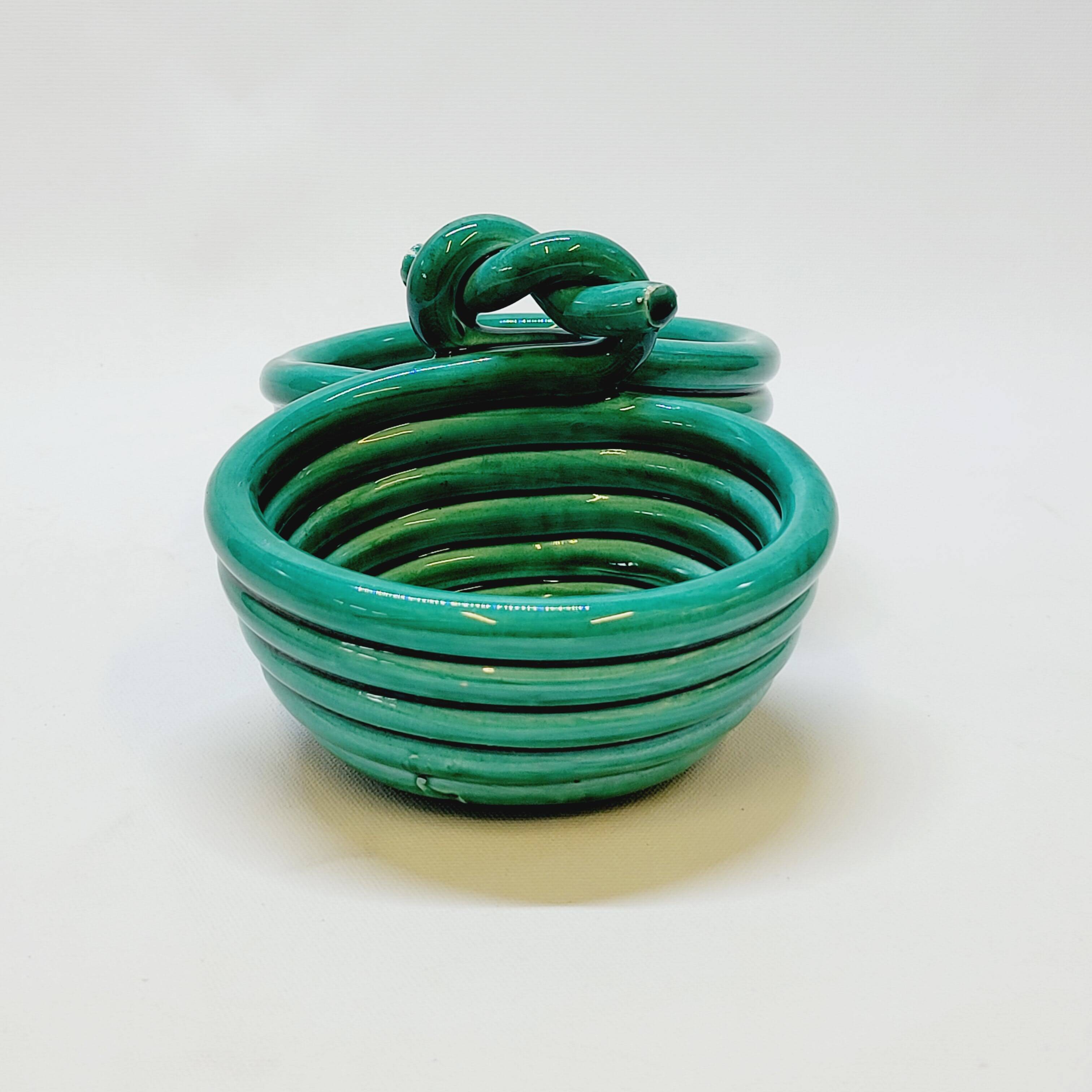 Double coupelle en céramique turquoise vallauris a m vintage