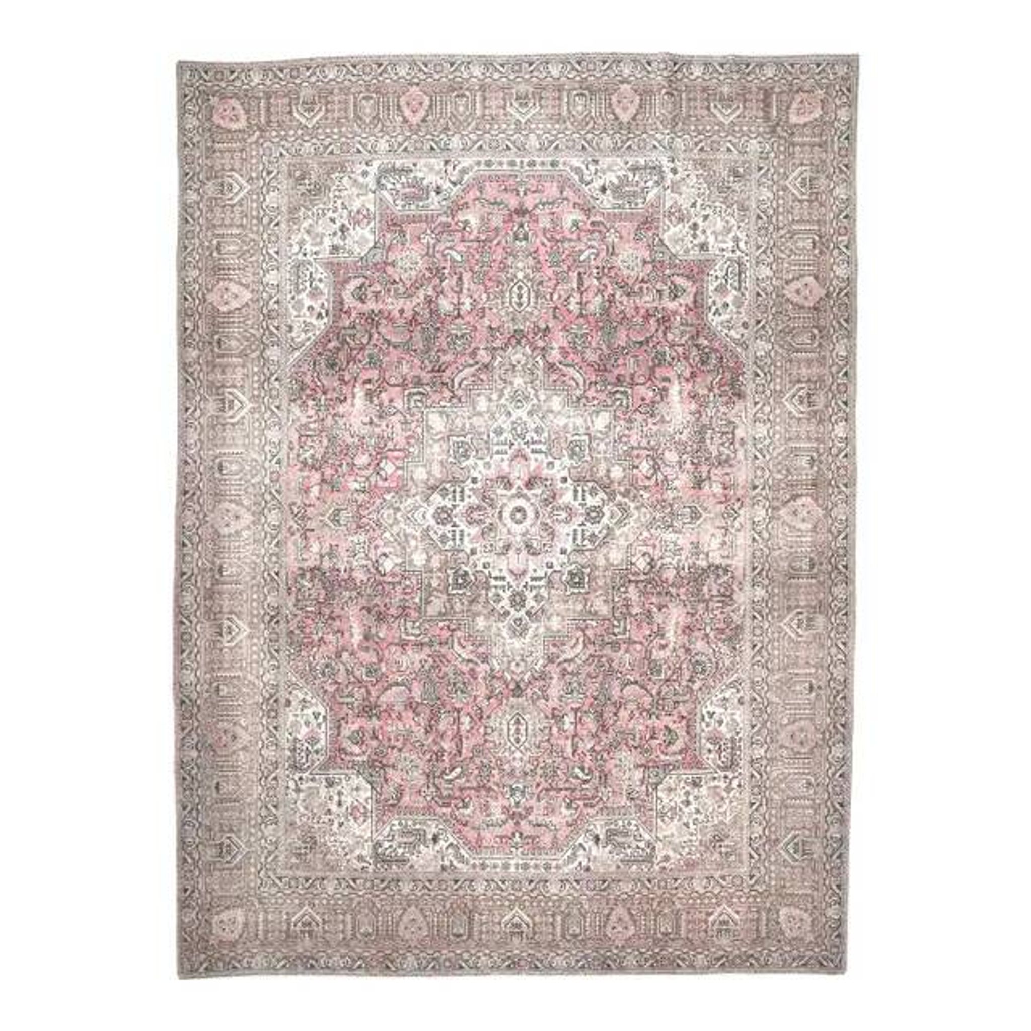 1960s Vintage Persian Handmade Wool Cotton Light Pink Area Rug 285x388