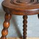 Tripod stool solid wood turned vintage