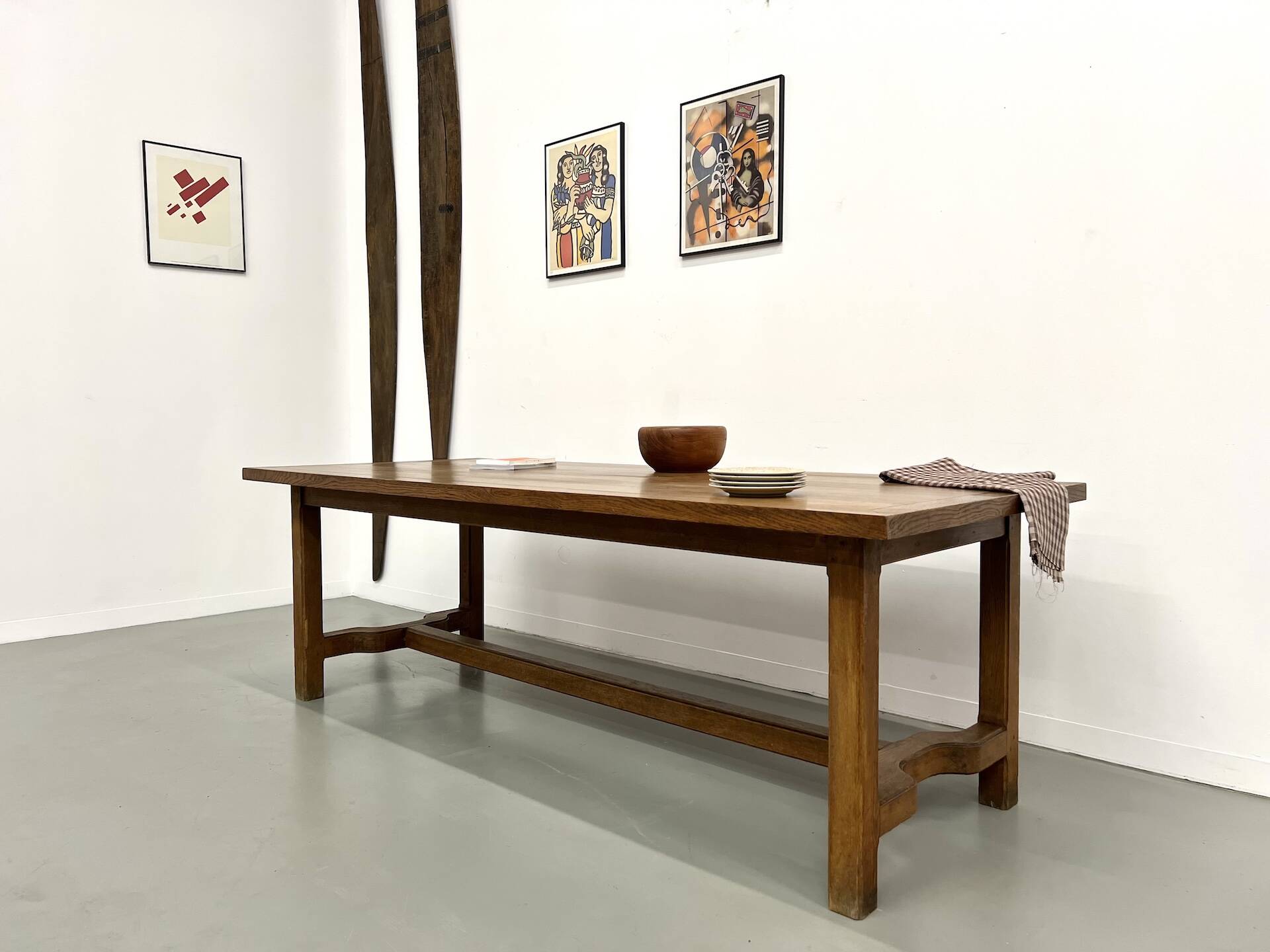 Oak farmhouse table, 1950s
