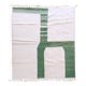 Contemporary White and Green Rug - 293 x 251 cm