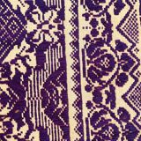 Tapis vintage roumain design marron violet sur fond jaune 185x130cm