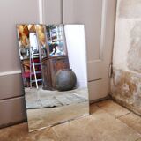 Rectangular bevelled mirror to lay 60cmx42 cm