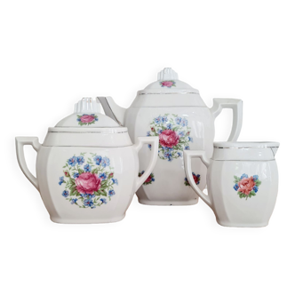MS France porcelain teapot, sugar bowl and milk jug