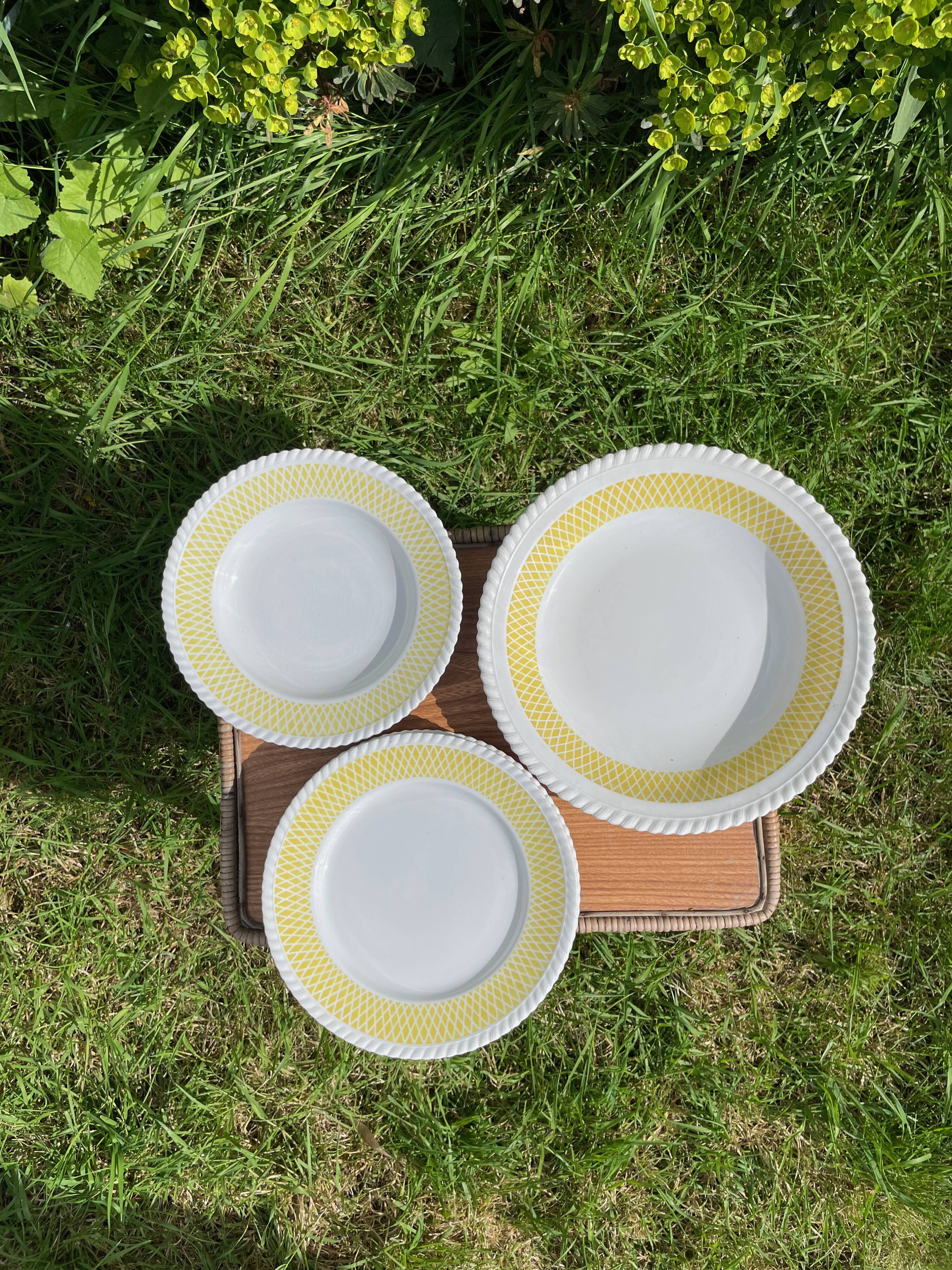 Yellow “FB 37” plates and dish
