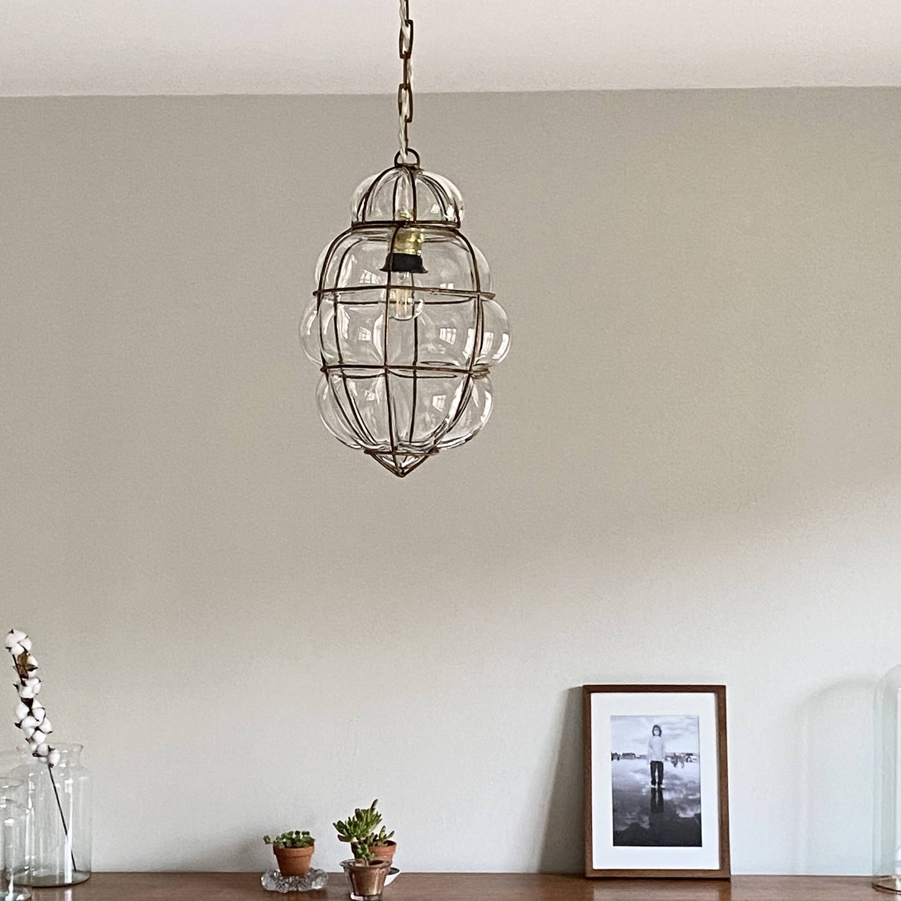 Murano glass cage chandelier pendant light, Venetian lantern style