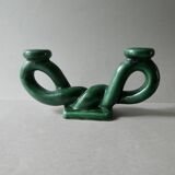 woven ceramic candlestick, slip, 1970s, Vallauris