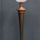 White Mazda opaline lamp on stand in wood and brass