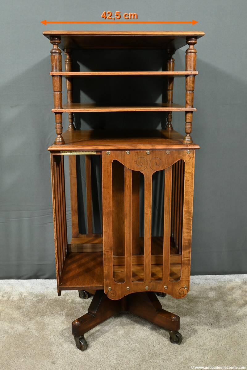 Revolving Walnut Bookcase, stamped G.Lancelin – 1900