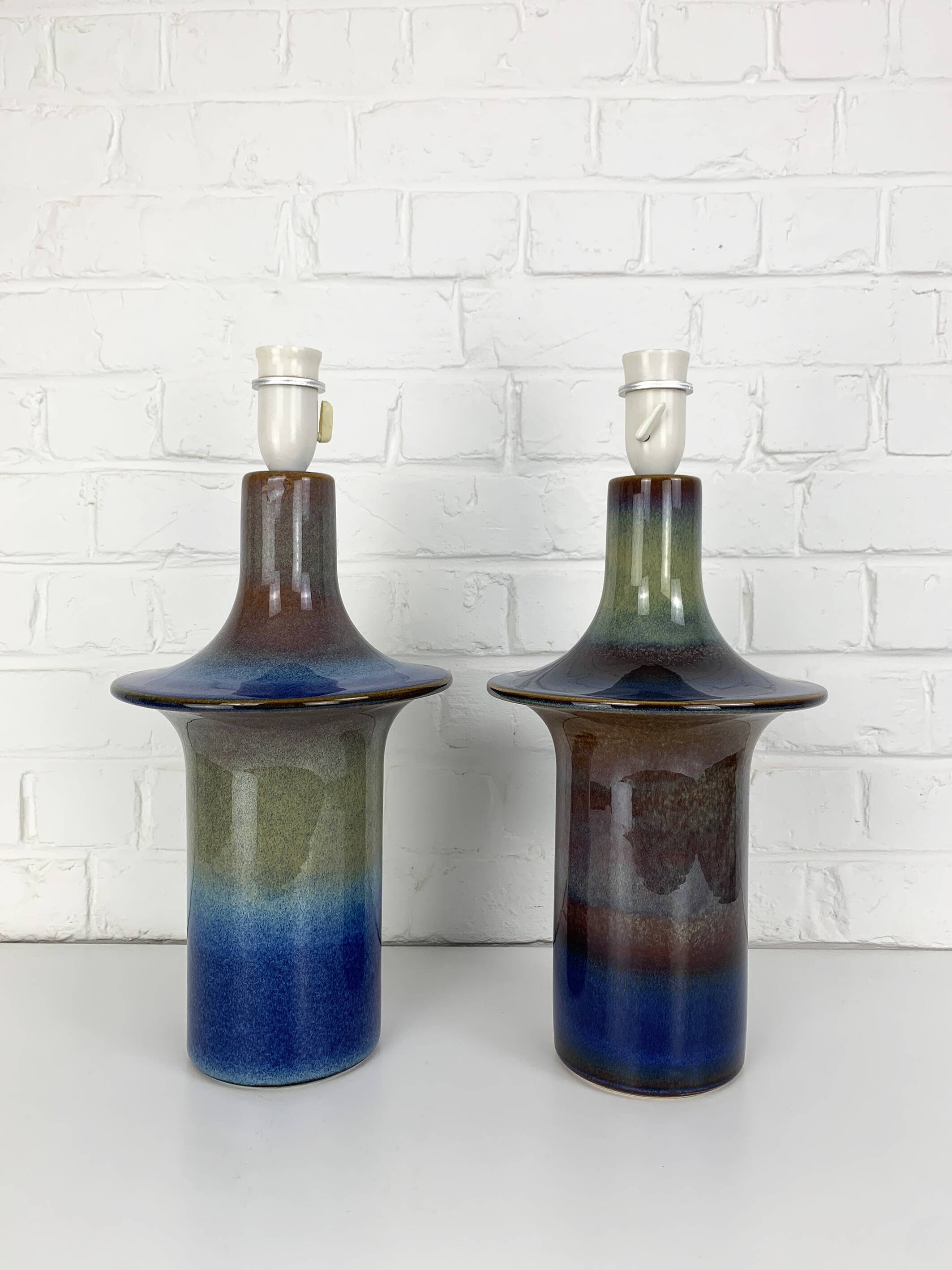 Paire de Lampes à poser en céramique Einar Johansen, Soholm, Danemark, 1960, Space Age