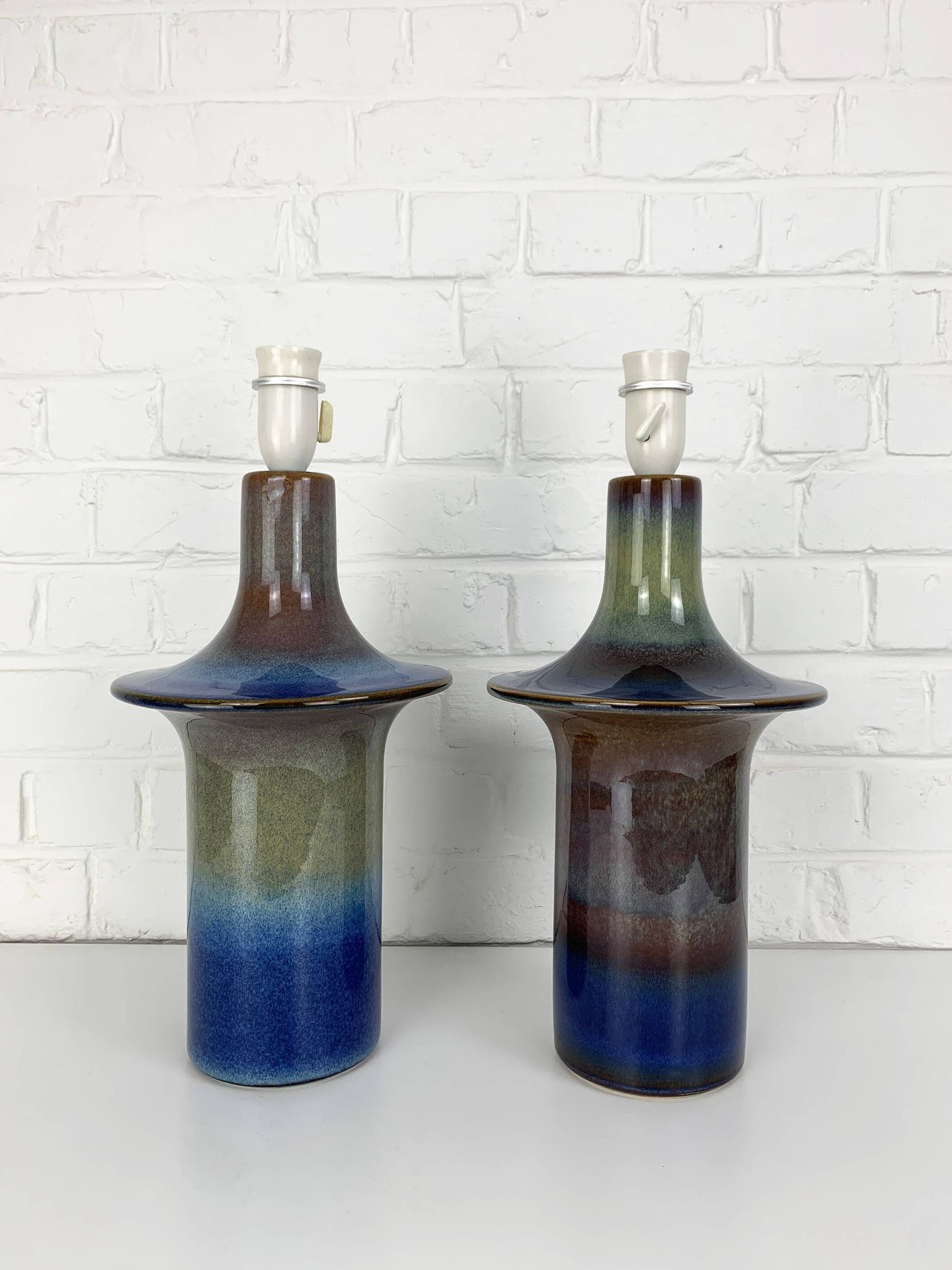 Pair of Einar Johansen ceramic table lamps, Soholm, Denmark, 1960s, Space Age