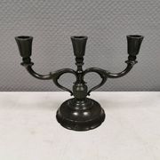 Three-armed candlesticks by Just Andersen, in Disco metal, Denmark, 1950s