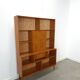 Deens hoge teak vakkenkast met bar vintage wandkast