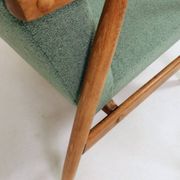 Pair of vintage long chairs mint green bouclé 1970