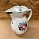 Old Teapot DIGOIN Sarreguemines White Ceramic Flower Decor #B631