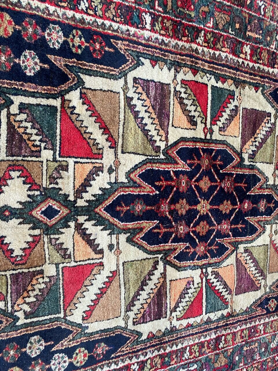 Handmade ancient Persian mazlaghan carpet