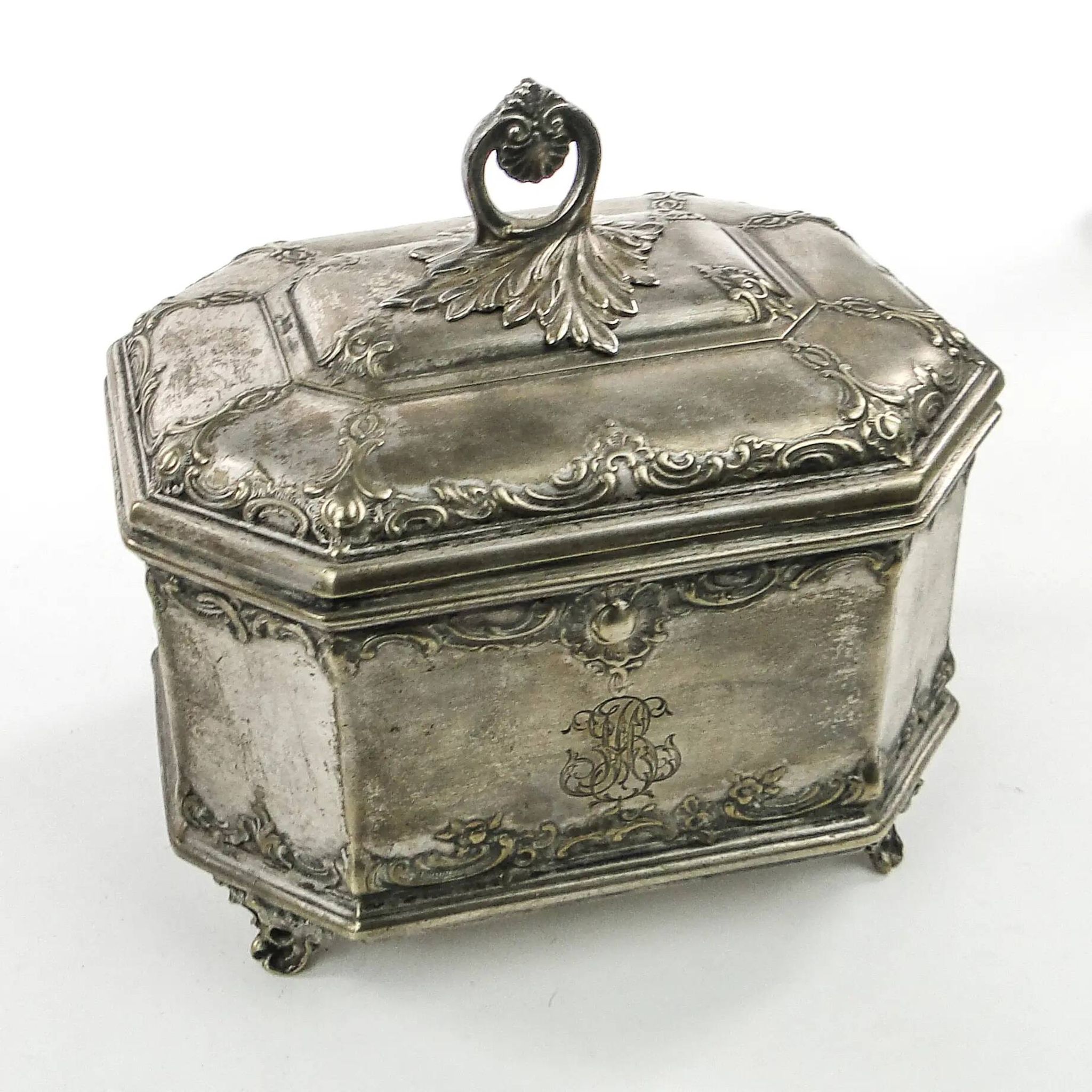 Rococo sugar bowl, silver-plated brass, Norblin, Poland, early 20th century