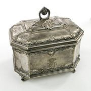 Rococo sugar bowl, silver-plated brass, Norblin, Poland, early 20th century
