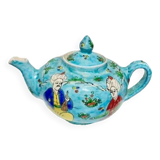 Antique ceramic teapot Asia minor musician's decoration turkey 1900 signed