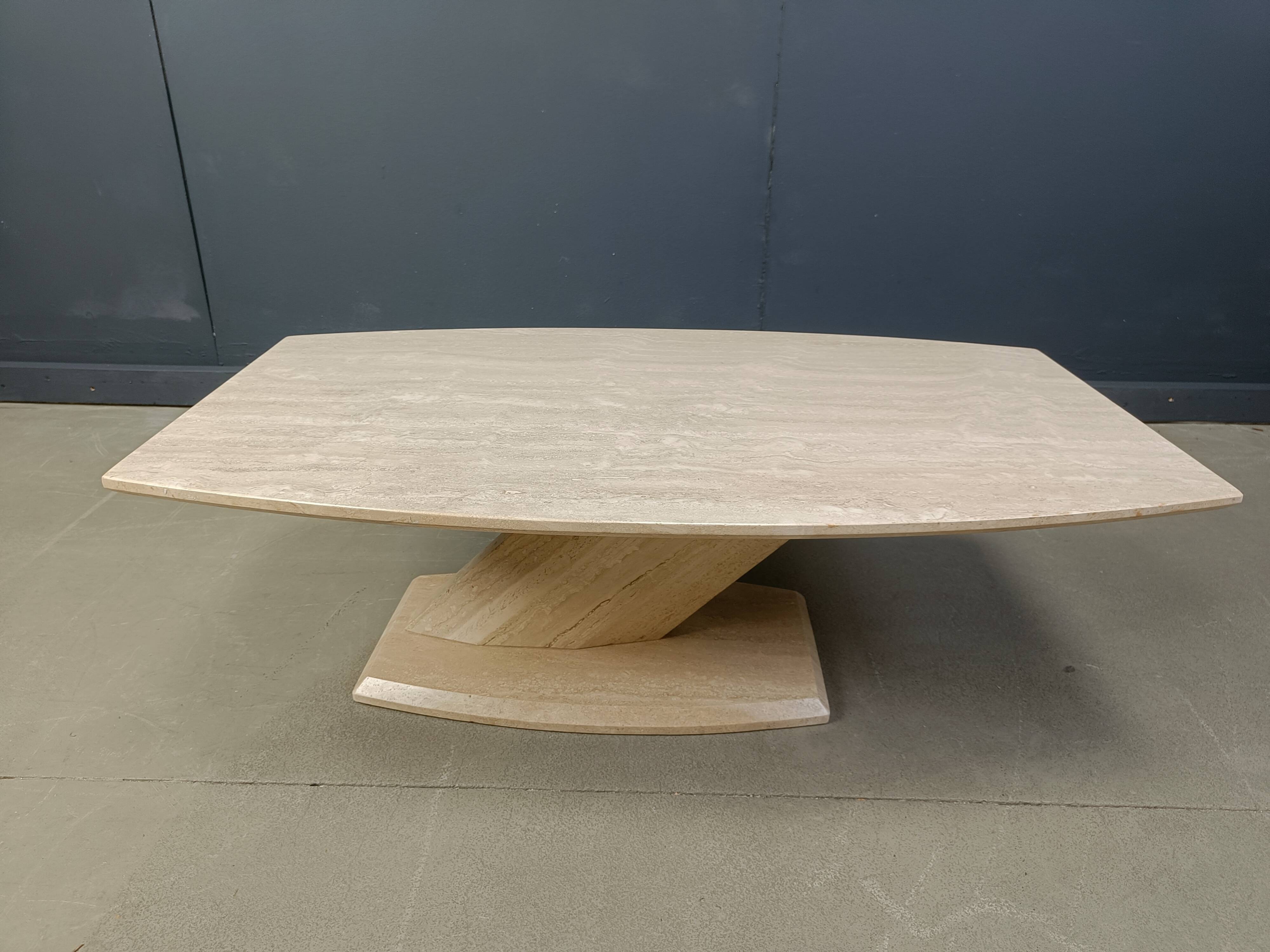 Post-modern coffee table in travertine, 1980s