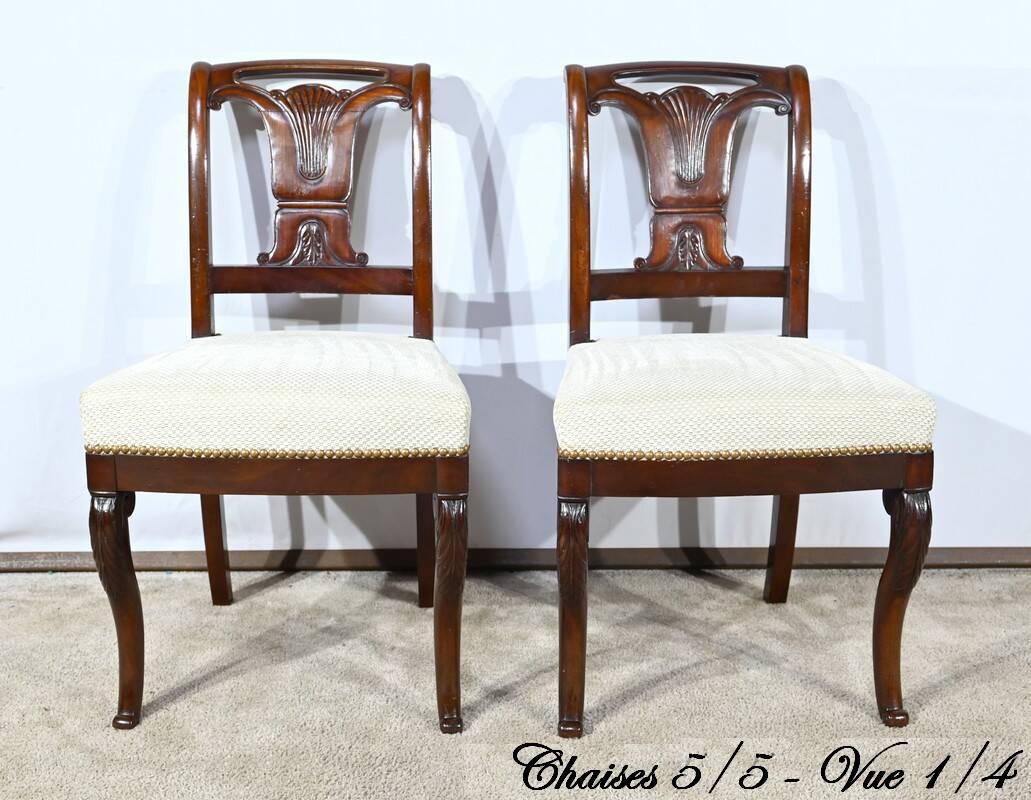 Suite of 5 Cuban Mahogany Chairs, Restoration Period – Early 19th Century
