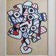 Sérigraphie d’après Jean Dubuffet, années 70, cadre doré sous verre, 24 x 31 cm
