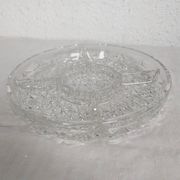 Round glass moulded aperitif plate with compartments