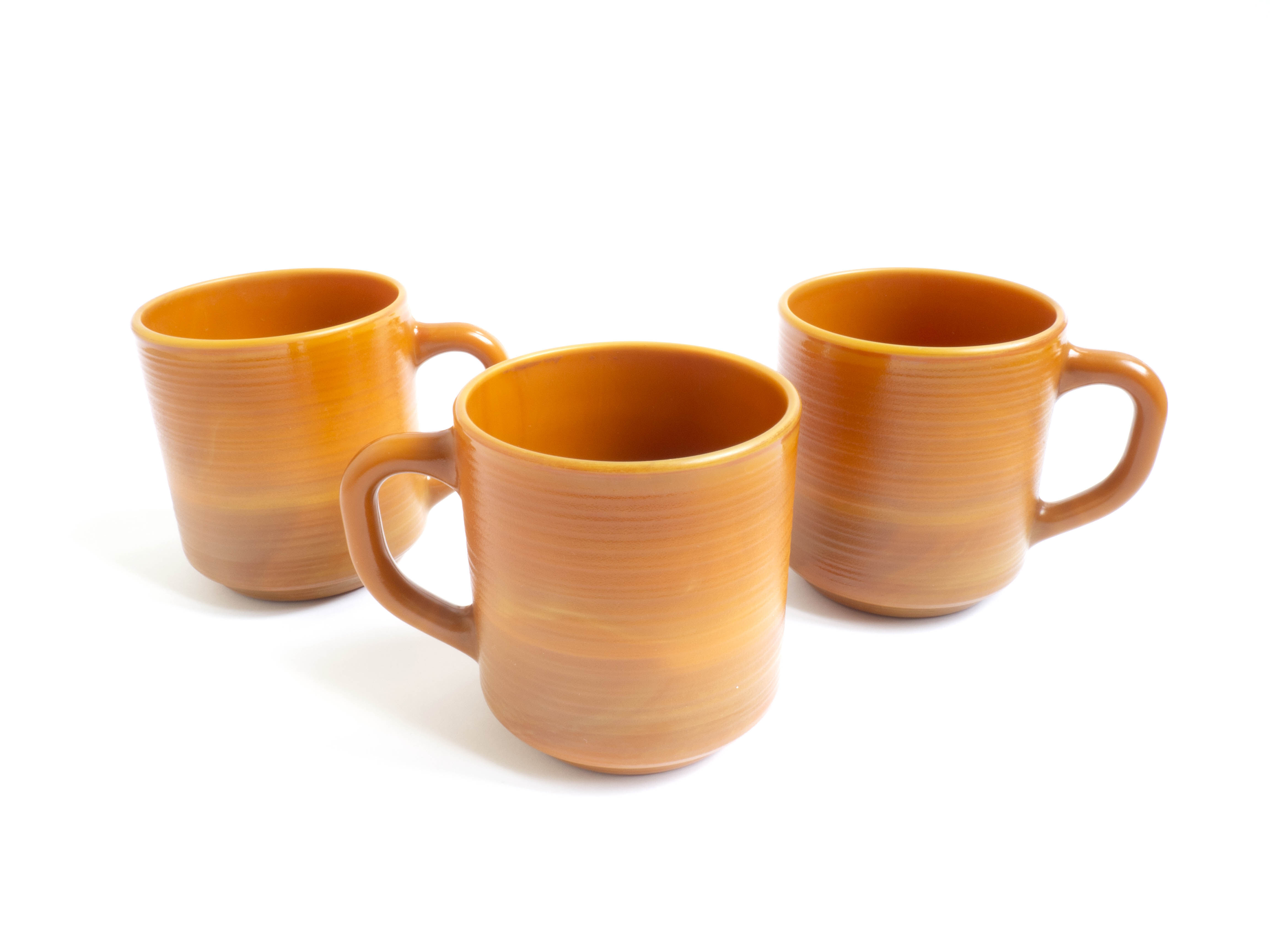 Set of 3 arcopal brown mugs