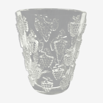 Vase Lalique en cristal aux raisins décor Malaga 1937