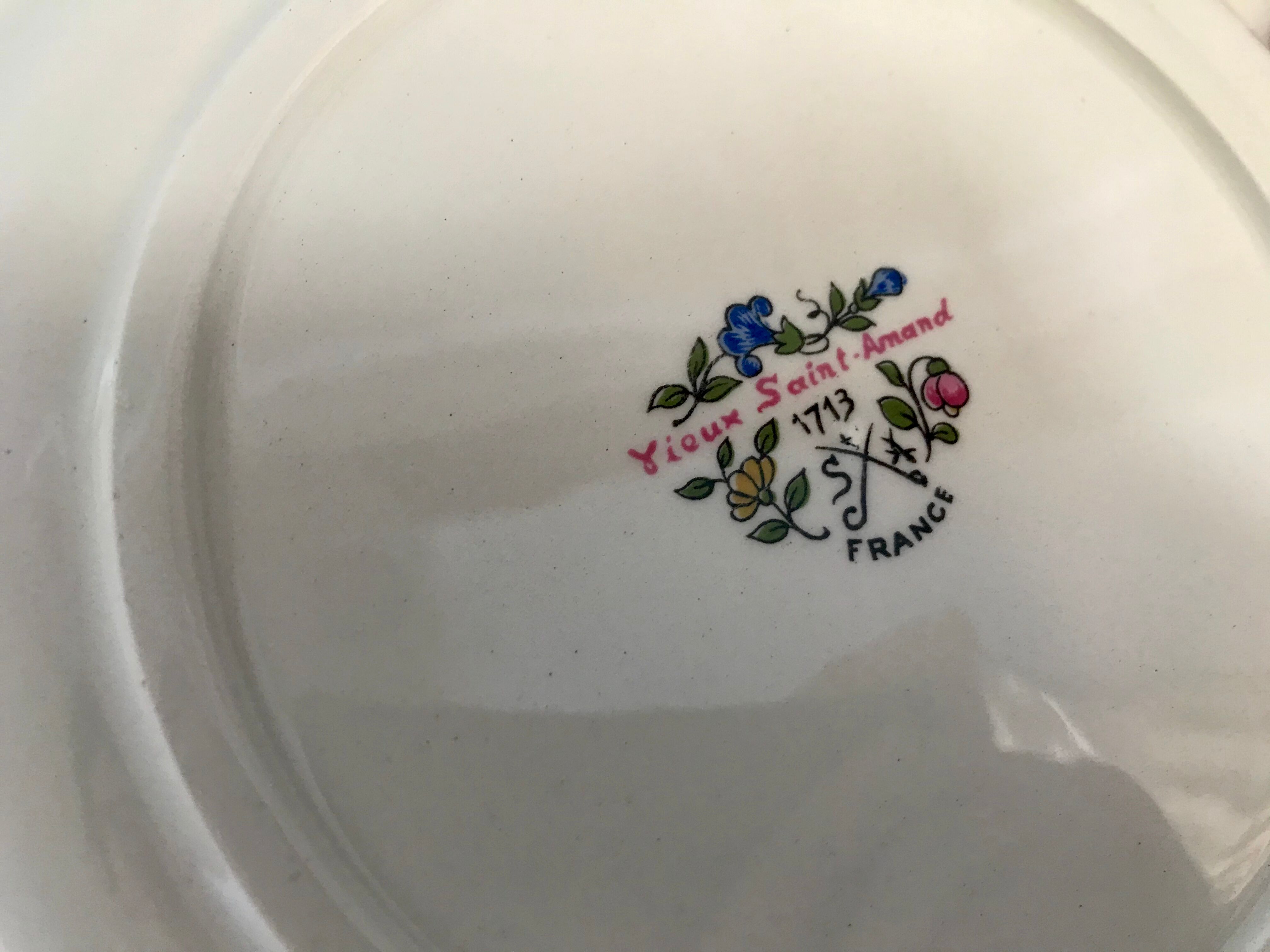 Set of 5 flat plates mismatched Digoin Sarreguemines and Saint-Amand 60s